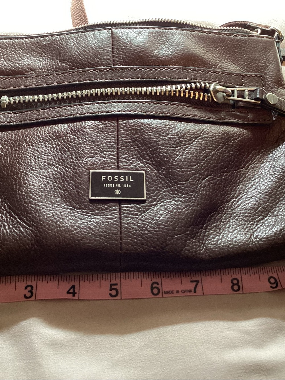 Fossil Dark Brown Leather Belt Bag with Front Zip